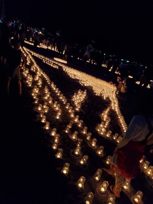 キャンドルで象られた富士山
