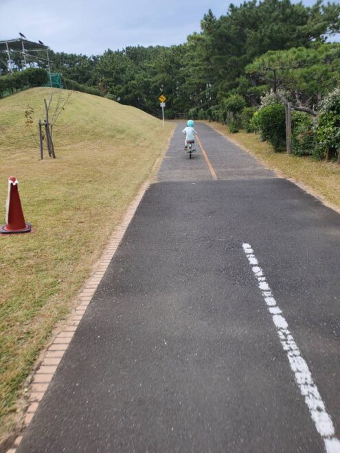 補助輪なしコース　子供とツーリング　広々として気持ちいい！！