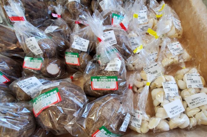 ニンニク・無農薬・化学肥料不使用のさといも