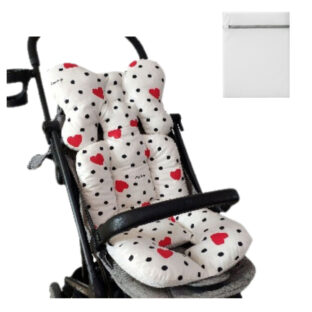 ベビーカーシート クッション 3Dメッシュリバーシブル 100%綿 防寒対策 丸洗い可能 ハート柄