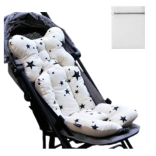 ベビーカーシート クッション 3Dメッシュリバーシブル 100%綿 防寒対策 丸洗い可能 黒星柄