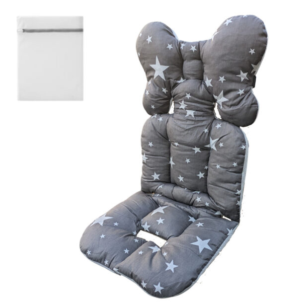 ベビーカーシート クッション 3Dメッシュリバーシブル 100%綿 防寒対策 丸洗い可能 白星柄